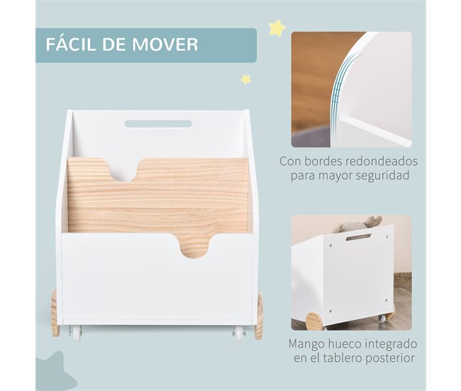 Caja de Almacenaje de Juguetes MDF y Madera de Pino HOMCOM 40 Blanco