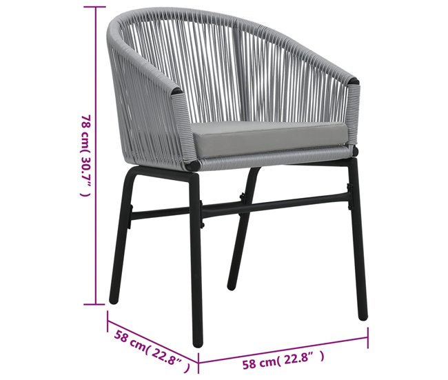 2 Sillas minimalistas de jardín de ratán sintético Gris