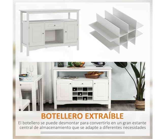 Aparador de Cocina MDF HOMCOM, hogar - cocina Blanco