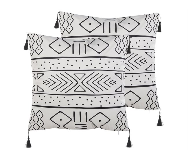 Beliani Cojín decorativo SCHEFFLERA 45x45 Blanco/ Negro