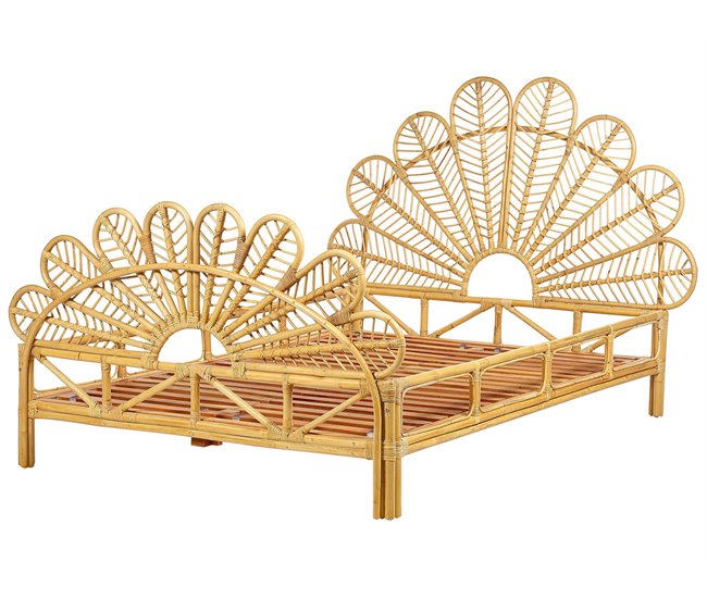 Beliani Cama Ratán FLORENTINE 147x207 Marron