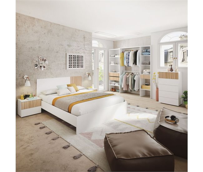 Cabecero con mesitas Nitza Natural/ Blanco