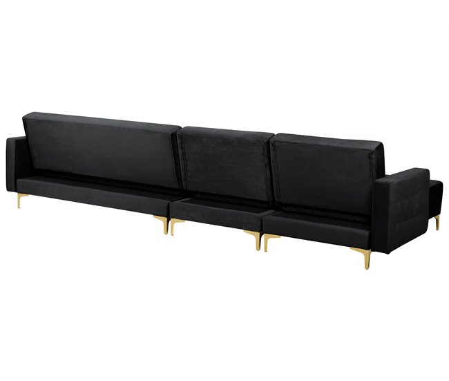 Beliani Sofá cama Terciopelo ABERDEEN Negro