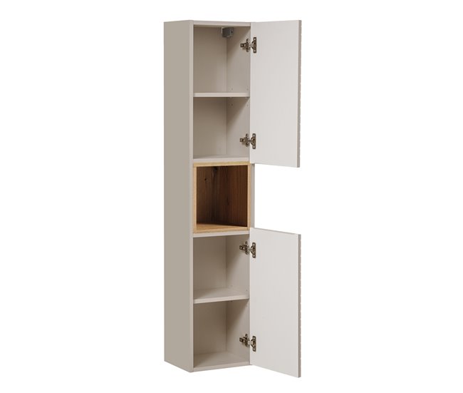 Conjunto mueble lavabo individual encastrado 2 puertas y columna Manoa Madera