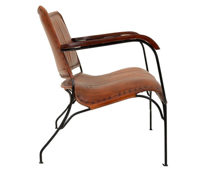 Banco de metal y piel Marron