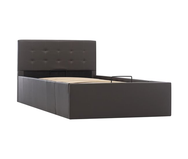 Cama canapé hidráulica cuero sintético 90x200 Gris