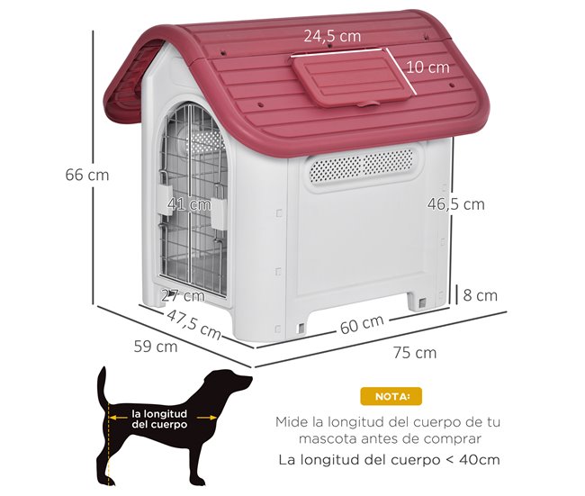 Caseta para Perros PP, Metal PawHut Multicolor