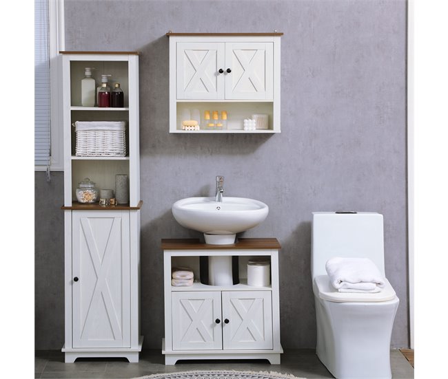 Armario de Pared Melamina de Madera kleankin, hogar - baño 60 Blanco