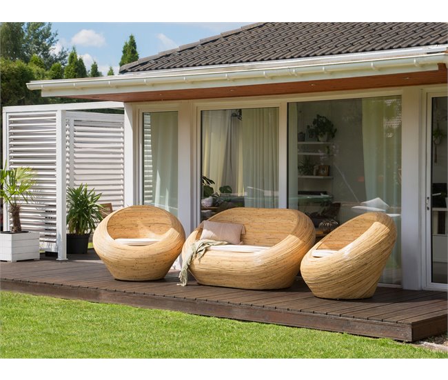 Beliani Conjunto de jardín Ratán MAIORI Natural