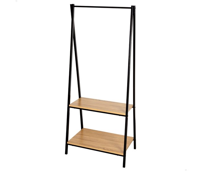 Max Home Burro ropa madera y acero 2 estantes Negro/ Madera