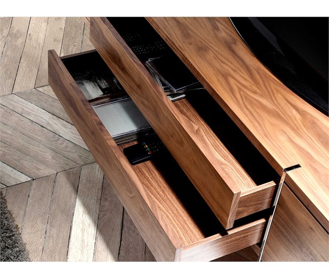 ANGEL CERDA Mueble TV nogal y acero cromado Nogal