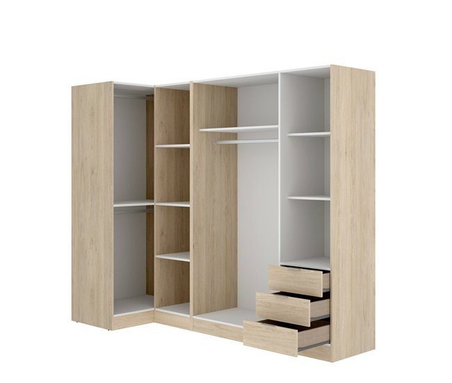 Armario esquinero efecto madera Roble