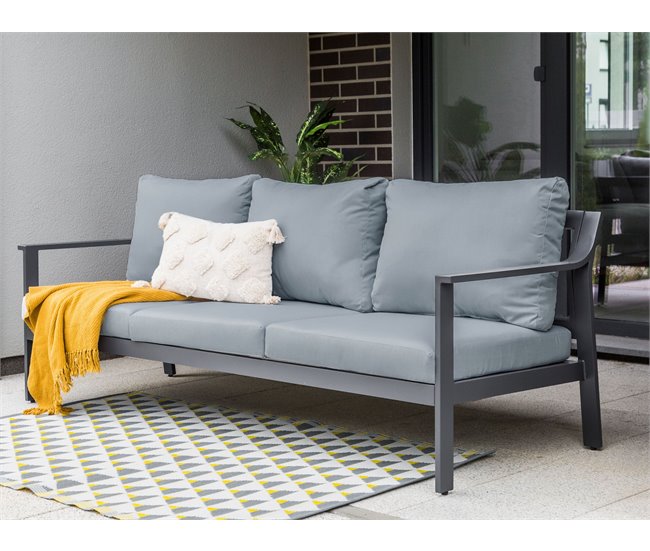 Beliani Sofá de jardín Aluminio KIATO Gris Oscuro