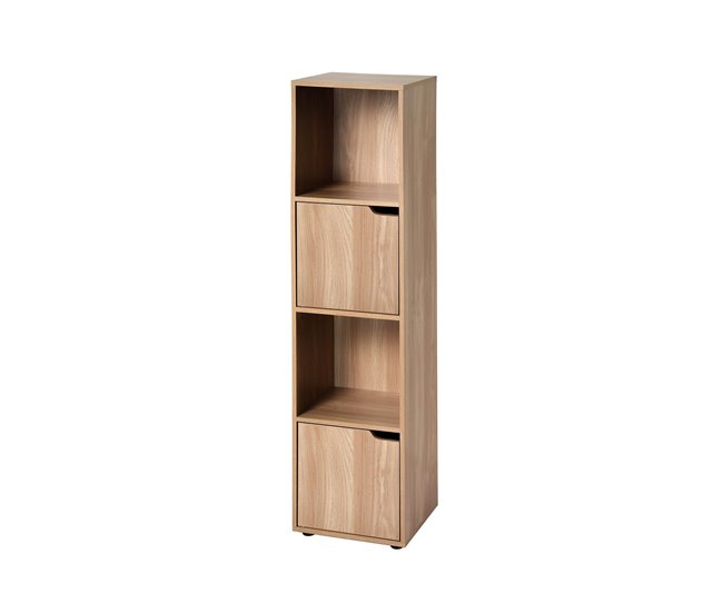 [Mueble 3 estantes acabado madera 2 puertas MODU Marron
