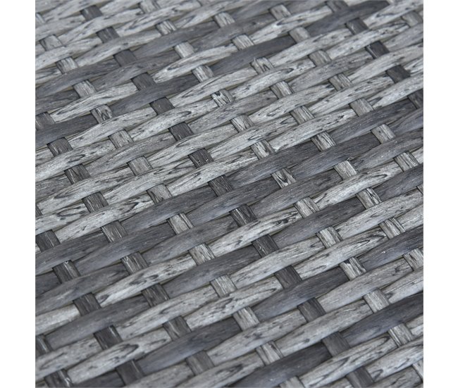 Muebles de Ratán Poliéster, Ratán PE, Vidrio, Metal Outsunny Gris