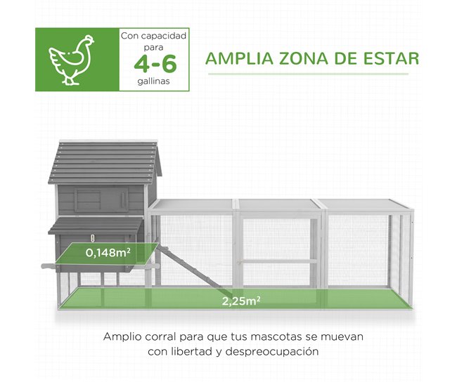 Gallinero Madera de Abeto Gris