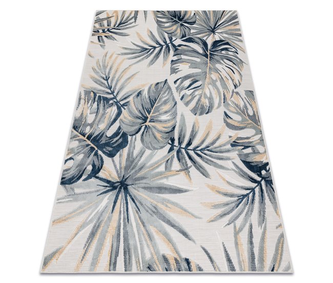 Alfombra Estructural BOTANIC 65265 Hojas de monstera tejido plano 117x170 Beige