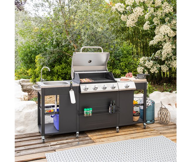 Cocina exterior TEXAS - 4+1 quemadores Negro