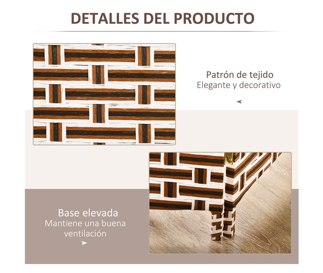 Biombo Separador Cuerda de Papel, Madera de Pino HOMCOM Multicolor