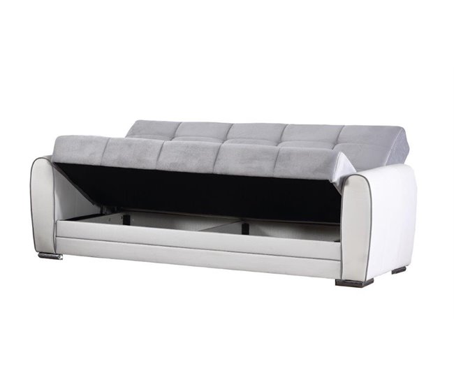 Sofá cama 3 plazas en tela Dgirou Blanco/ Gris