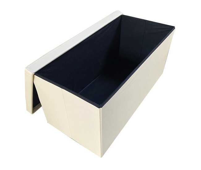 Puff Ottoman Almacenaje Rectangular Polipiel Plegable Beige