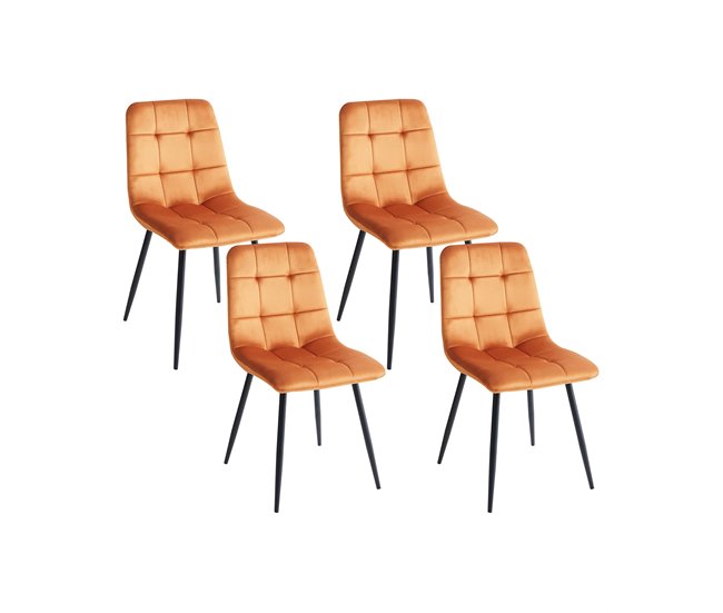 Beliani Silla de comedor POWELL Naranja