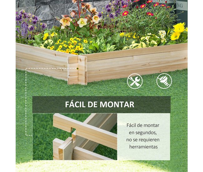 Arriate de Madera Madera de Abeto Outsunny Marron