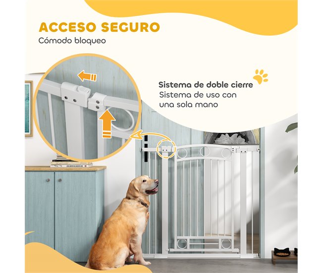 Barrera para Perros PA, Acero PawHut Blanco