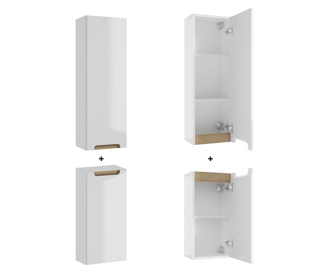 Conjunto de muebles con lavabo individual 1 cajón y columna Livia Blanco