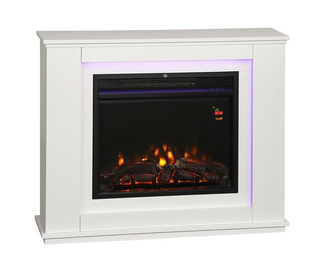 Chimenea Eléctrica MDF, Vidrio HOMCOM, hogar - climatización Blanco