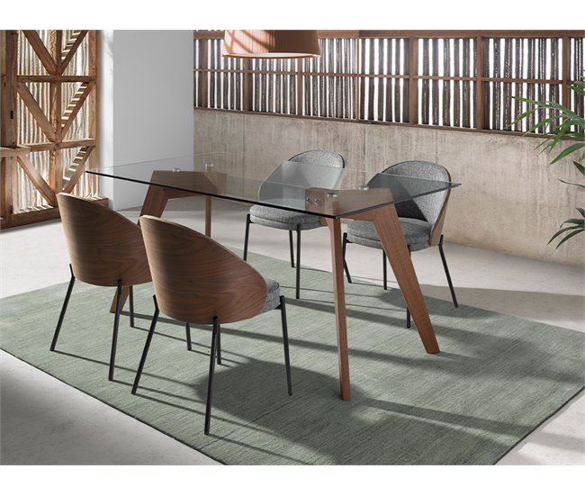 ANGEL CERDA Mesa comedor rectangular cristal Nogal