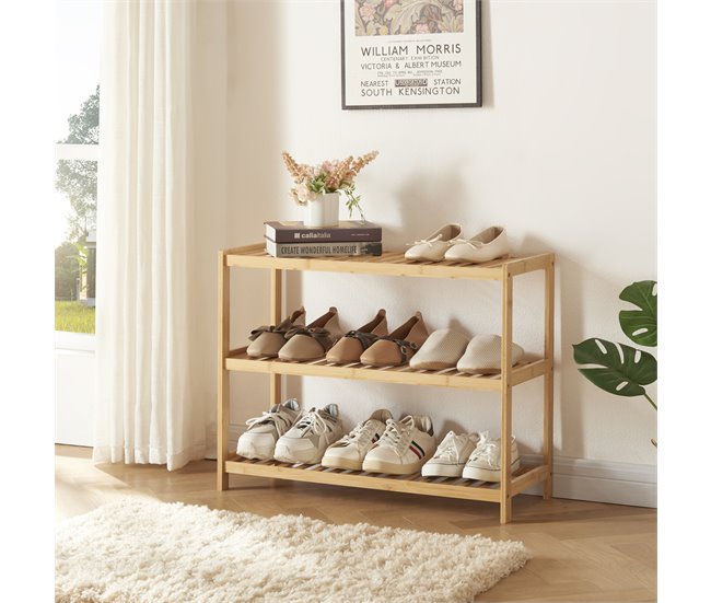 Zapatero Dammfleth de 3 niveles para 9 pares bambú Natural