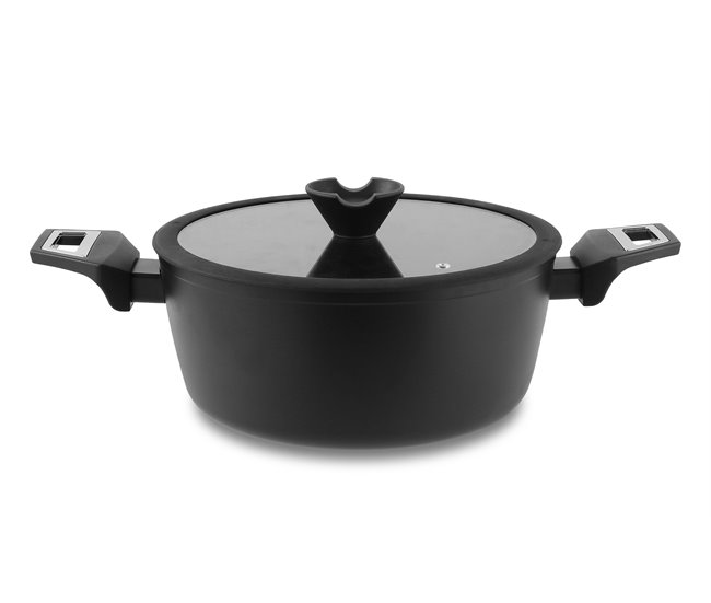 Set de 3 ollas de aluminio BLACK diámetro 28, 24 y 20cm marca FAR Negro