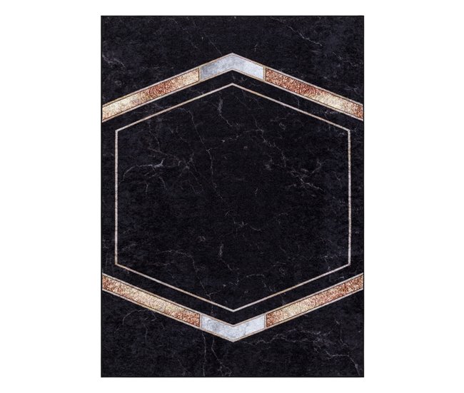 Alfombra lavable MIRO 52025.802 Mármol Geométrico 160x220 Negro