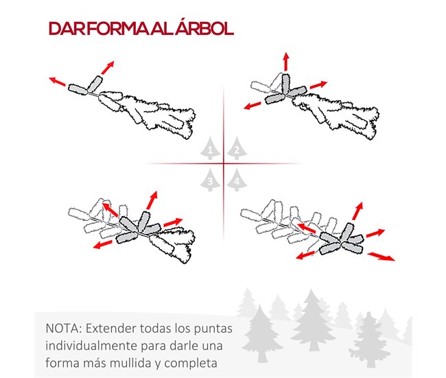 Árbol de Navidad Plástico, Metal HOMCOM Verde