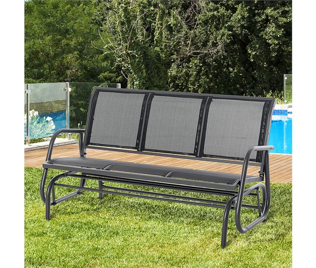 Banco de Jardín Metal, Malla Outsunny Negro