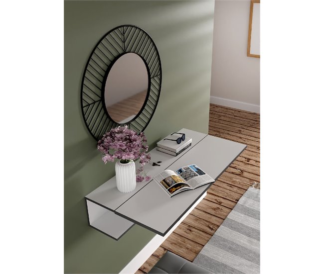 Recibidor MULTIFUNCIONAL 120x35x27cm blanco mate y gris Blanco