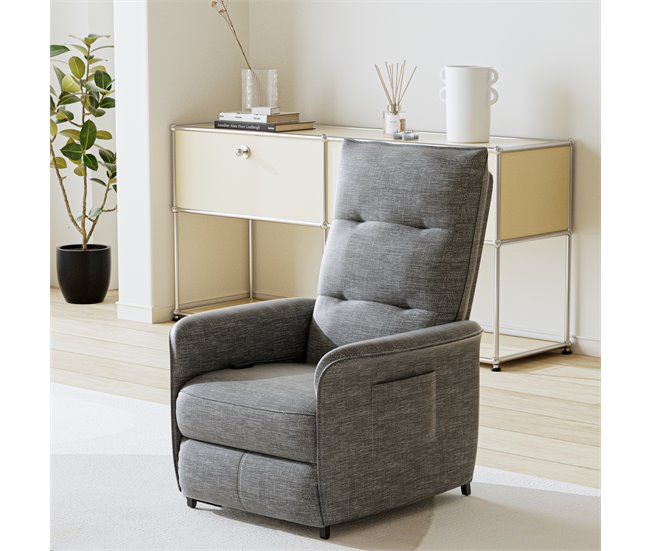 Sillón relax reclinable Savukoski acero poliéster Gris Claro