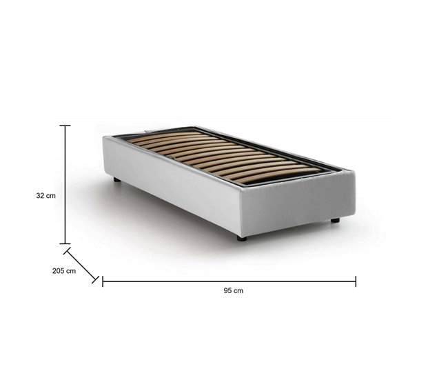 Cama individual en tela Blanco
