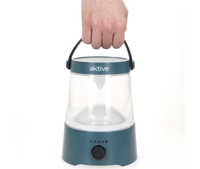 Aktive Lámpara LED camping 2 en 1 recargable USB 400 lúmenes regulable Azul