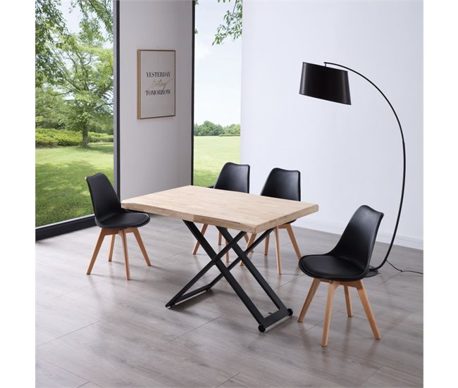 Mesa de centro elevable Lada Fit 80x80 Roble