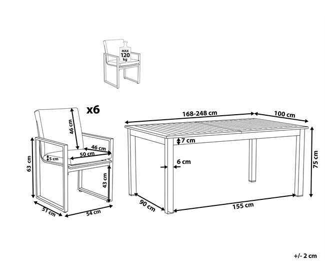 Beliani Conjunto de comedor PANCOLE Gris