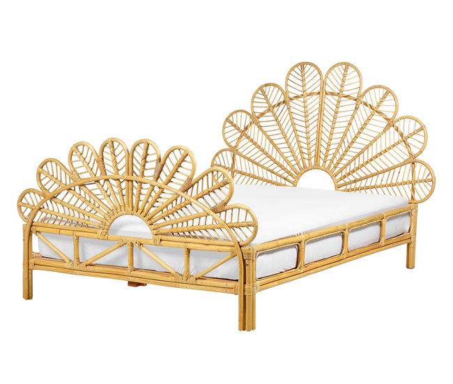 Beliani Cama Ratán FLORENTINE 147x207 Marron
