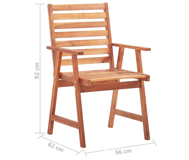 2 Sillas comedor de jardín de madera maciza acacia con cojines Antracita