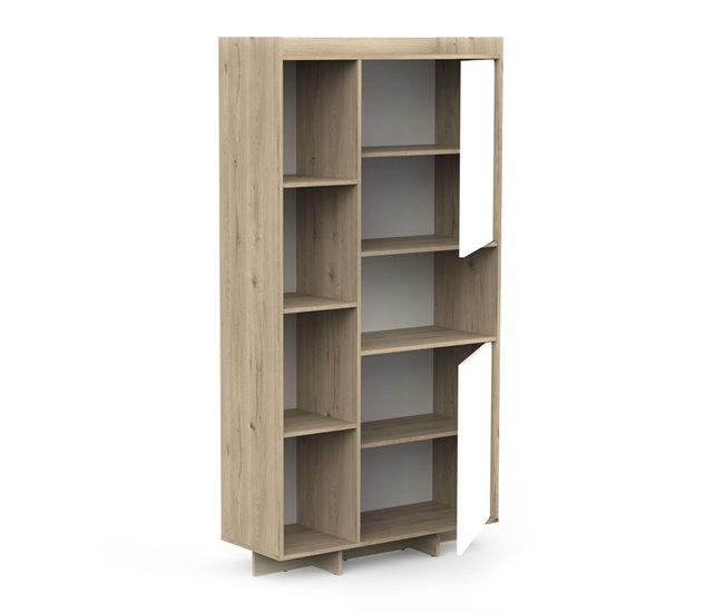 Estantería Lead 2 Puertas 7 Estantes y 1 Hueco Blanco/ Madera