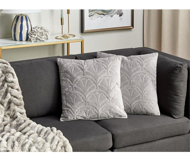 Beliani Cojín decorativo GLORIOSA Gris Claro
