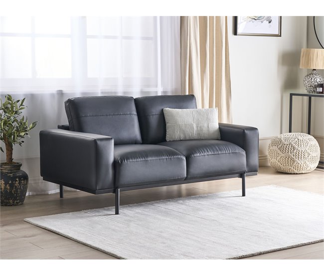 Beliani Sofá de 2 plazas Piel sintética SOVIK Negro