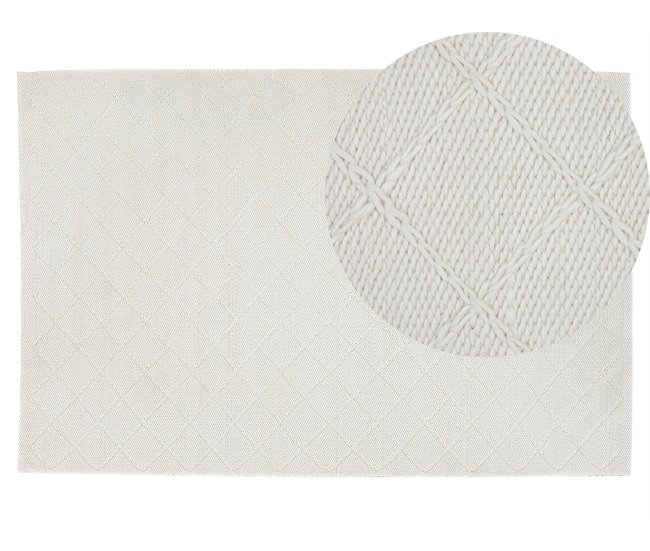 Beliani Alfombra de pelo corto ELLEK 140x200 Blanco/ Beige