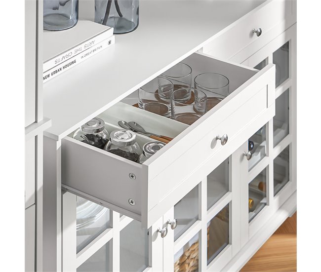 Aparador Cocina con 3 Puertas y 2 Cajones FSB77-W SoBuy Blanco