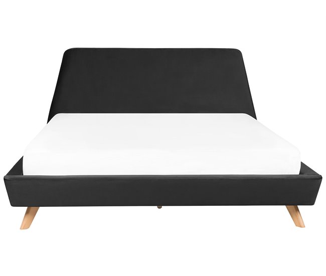 Beliani Cama Terciopelo VIENNE 200x220 Gris Oscuro